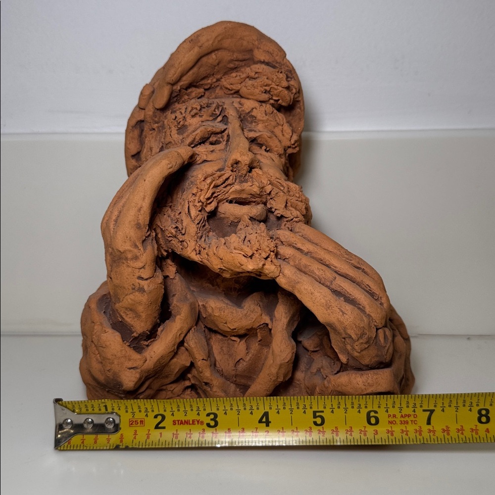 Vintage Expressive Rustic Terracotta Sculpture ‘The Sea Officer’ by Bill Hoskins - Picture 5 of 7